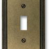 Amerelle Steps Single Toggle Cast Metal Wallplate in Rustic Brass