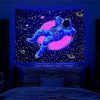 Blacklight Space Astronaut Tapestry for Men Guys Bedroom Galaxy Planet Cool Posters Fantasy Decor Funny UV Reactive Art Wall Hanging for Living Room Dorm Decorations (51"×60")
