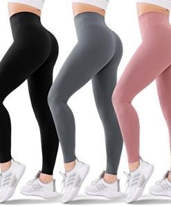 Blisset 3 Pack High Waisted Leggings for Women-Soft Athletic Tummy Control Pants for Running Yoga Workout Reg & Plus Size