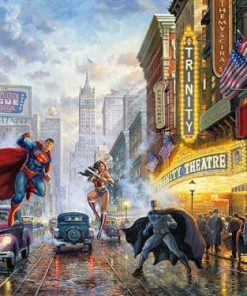 Ceaco - Thomas Kinkade - DC Comics - Justice League - Batman, Superman, and Wonder Woman: The Trinity - 500 Piece Jigsaw Puzzle