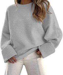 EFAN Women's Oversized Sweaters 2023 Fall Fuzzy Knit Chunky Warm Pullover Sweater
