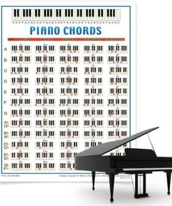 Mini Piano Chord Chart Poster with 60 Piano Chords - Laminated Learning Keyboard Piano for Beginners and Musicians - Music Theory Poster - Portable Piano Accessories - 8.5" x 11" - Walrus Productions