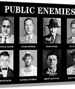 Public Enemy Mafia Posters for Walls Bugsy Siegel Black Gangster Pictures Art Prints Mob Boss Poster Art Canvas Painting for Decoration Framed Size 16x24 inch(40x60cm)