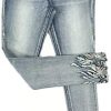 S-JACOL Women's High Rise Stretch Embroidered Sequins Slim Skinny Denim Jeans Tenths Pants