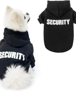 SCENEREAL Security Dog Hoodie Sweaters for Small Medium Large Dogs, Brushed Fleece Dog Clothes with Hat,Soft Cotton Winter Spring Coat All Weather Clothes, Classic Halloween Costume with Leash Hole