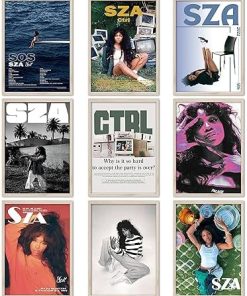 SZA Poster Album Cover Posters for Room Aesthetic Music Wall Art Girl and Boy Teens Dorm Decor Set of 9 8x12inch Unframed