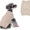 Turtleneck Knitted Dog Sweater Winter Coat Apparel Classic Knit Pet Clothes (Cream S)