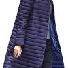 Women's Solid Color Extra Long Quilted Buttoned Stand Collar Light Parka