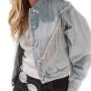 Joiemont Womens Denim Jacket with Fringe Rhinestones Long Sleeve Casual Tassel Jean Coat