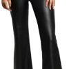 Faux Leather Pants for Women High Waist Straight Leather Pants with Pockets