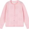 Girls' Cardigan Long Sleeve Shrug Sweater for Kids Cotton Cropped Uniform Knit Outerwear Lucky Clover and Heart