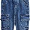 KIDSCOOL SPACE Baby Jeans,Little Toddler Kids Elastic Waist with D-Ring Stretch Cargo Denim Pants