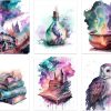 Magical Girl Canvas Painting Watercolor Magic Wall Art Prints,Dreamy Watercolor Magic Wall Art Canvas,Poster Image for Baby Bedroom Children's Room Wall Art Prints Set of 6-(8''X10'')Unframed